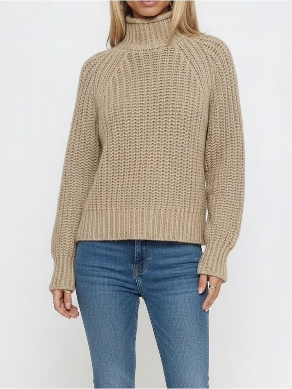 H&M Beige Chunky Turtleneck Sweater